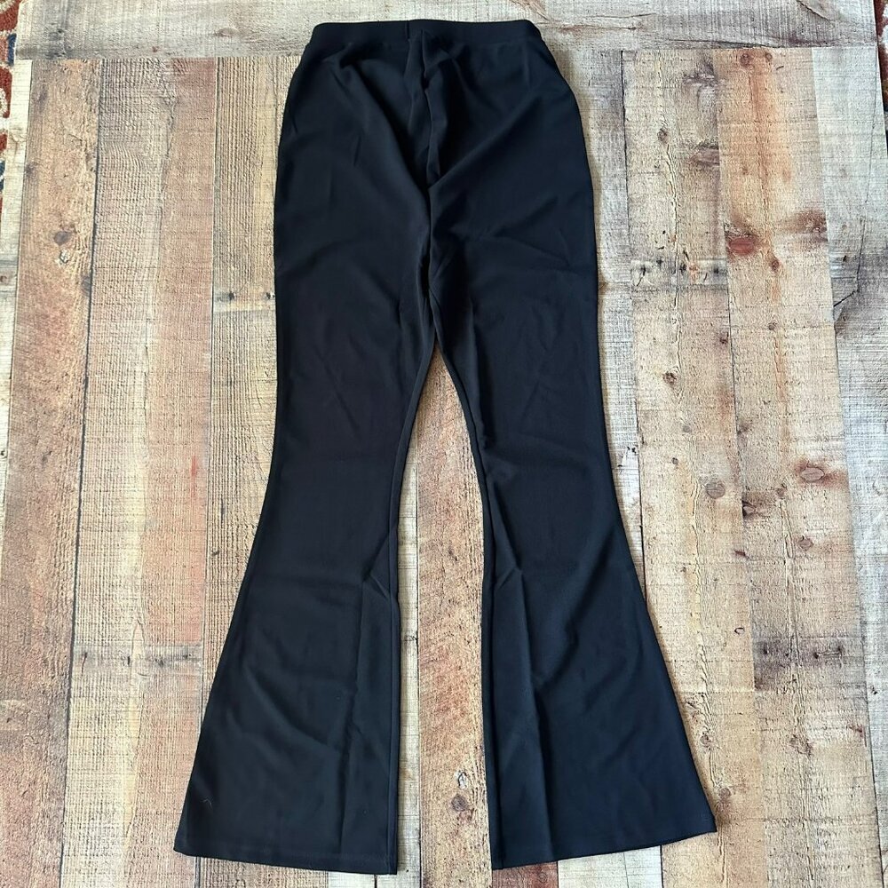 ASOS Design Black Flared Maternity Jersey Slim Kick Flare Suit Trouser Pants -6